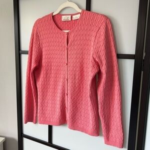 [M] EP Pro Women’s Pink Button Down Knit Golf Cardigan Sweater Silk Cotton Blend